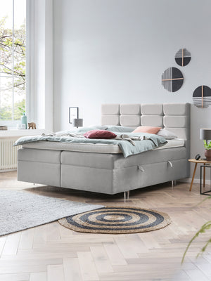 Samt Boxspringbett mit Stauraum Grau KANSAS