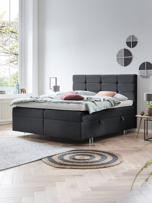 Samt Boxspringbett mit Stauraum Schwarz KANSAS