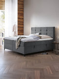 Velours Boxspringbett mit Stauraum Dunkelgrau KANSAS
