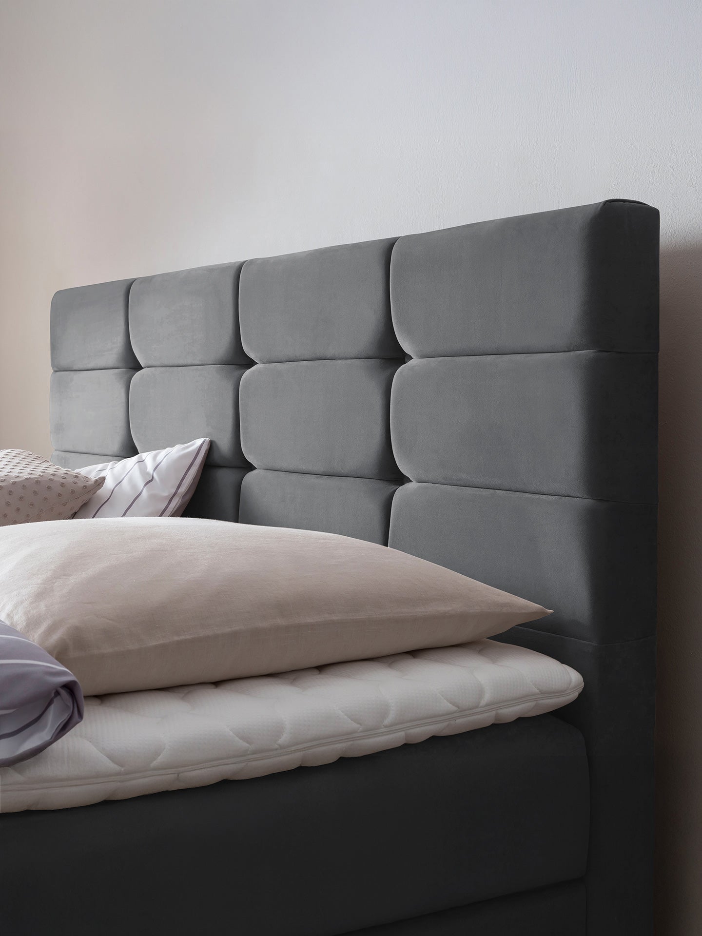 Velours Boxspringbett mit Stauraum Dunkelgrau KANSAS