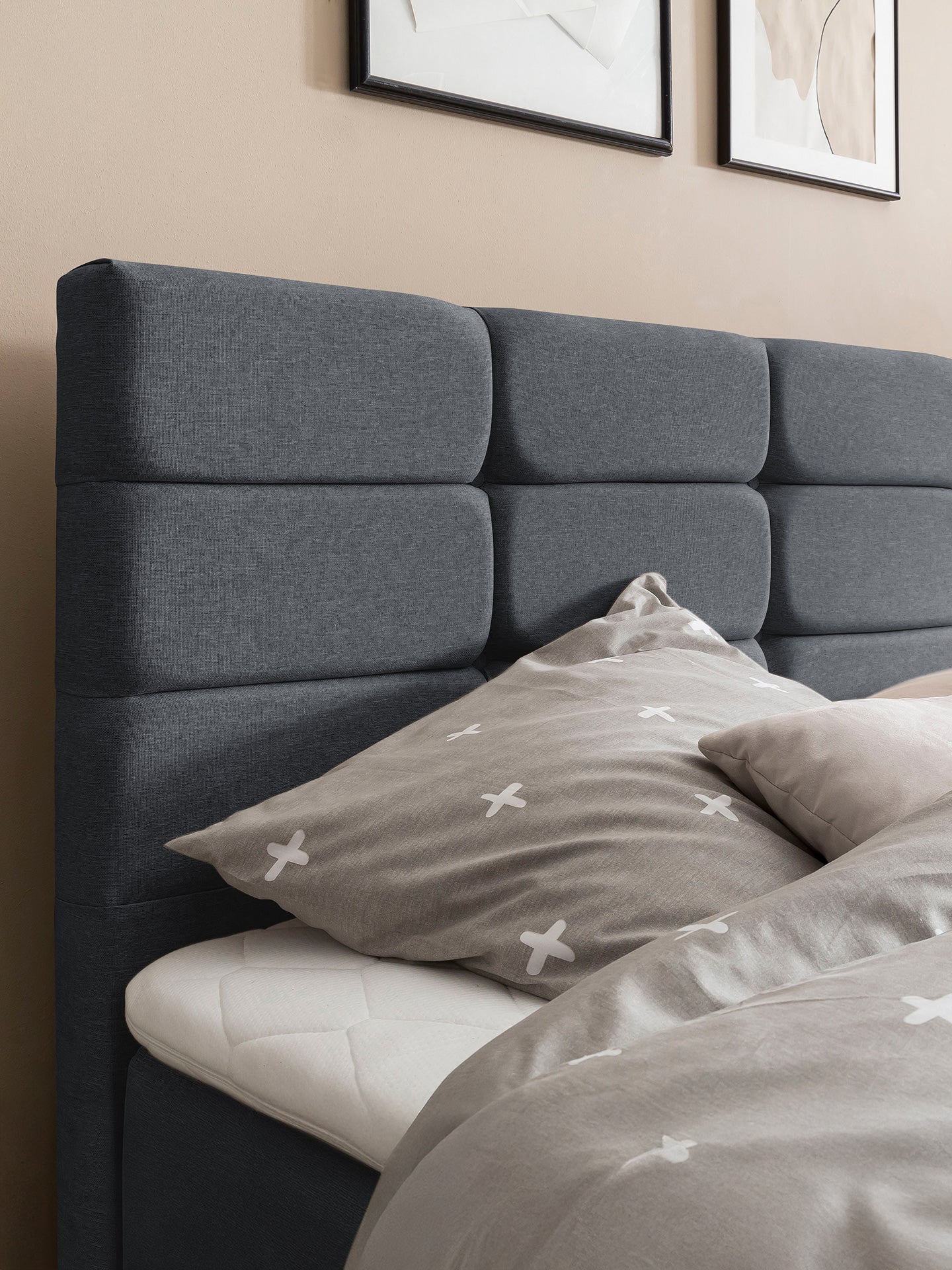 Webstoff Boxspringbett mit Stauraum Anthrazit KANSAS