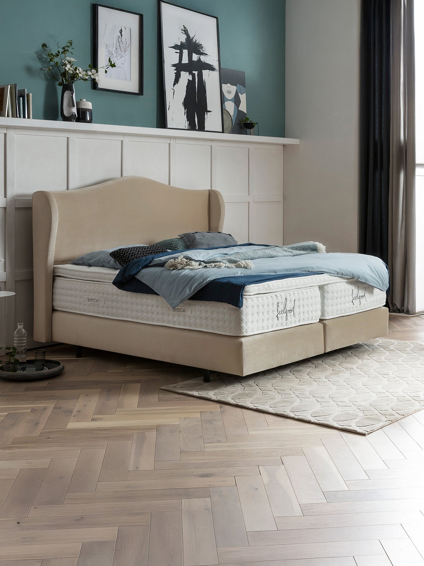 Samt Boxspringbett Beige LISBON