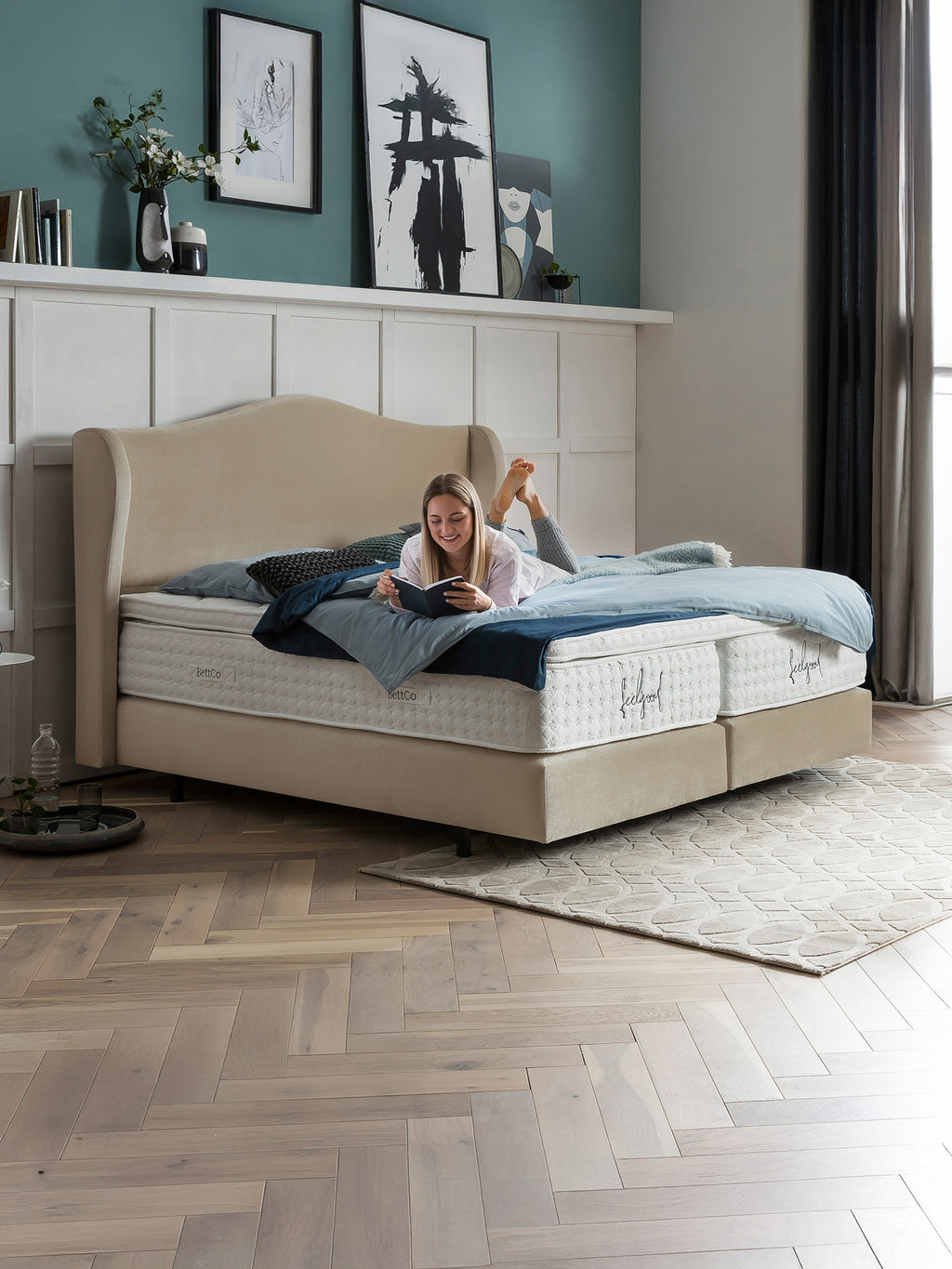 Samt Boxspringbett Beige LISBON