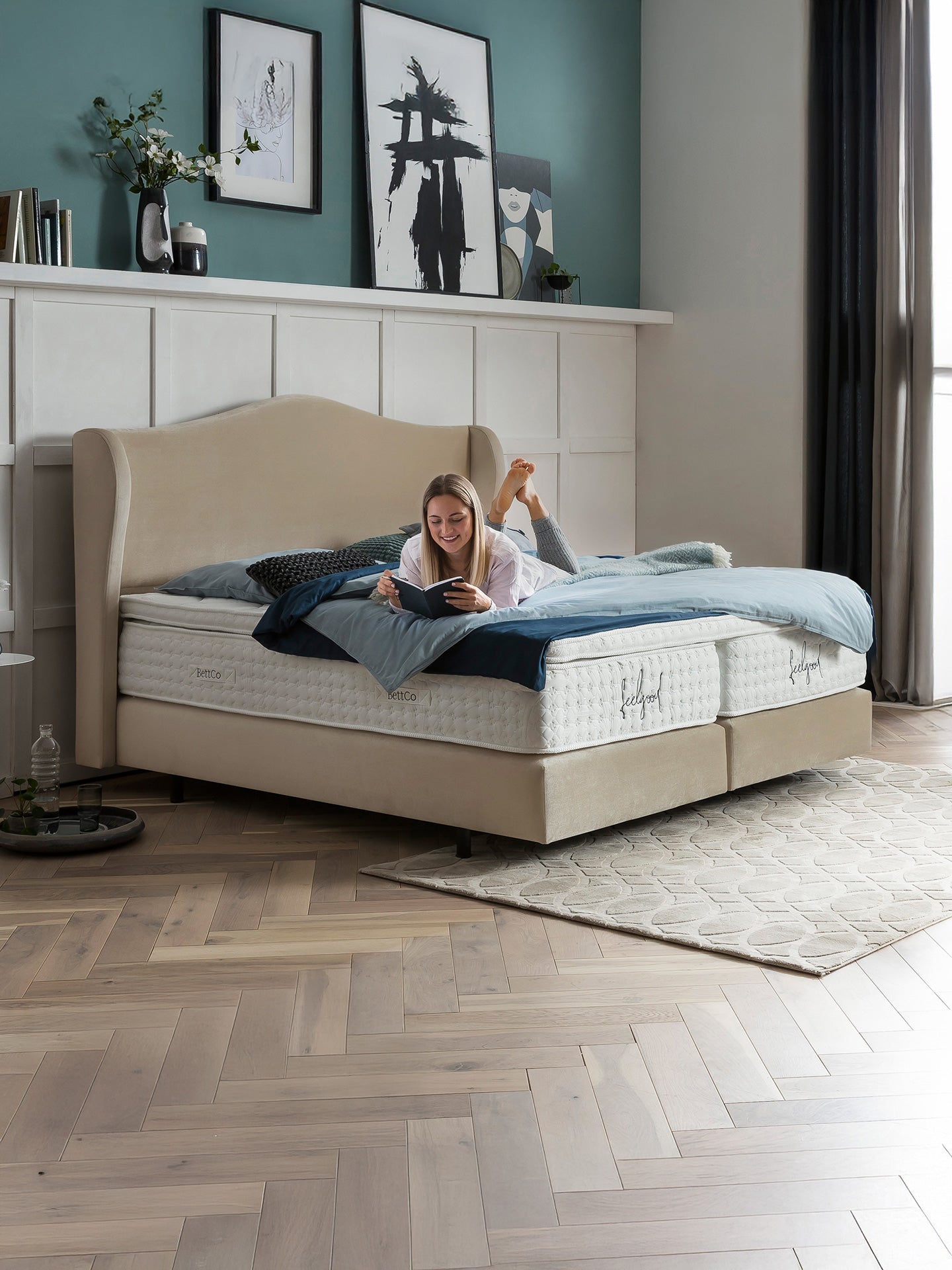 Samt Boxspringbett Beige LISBON