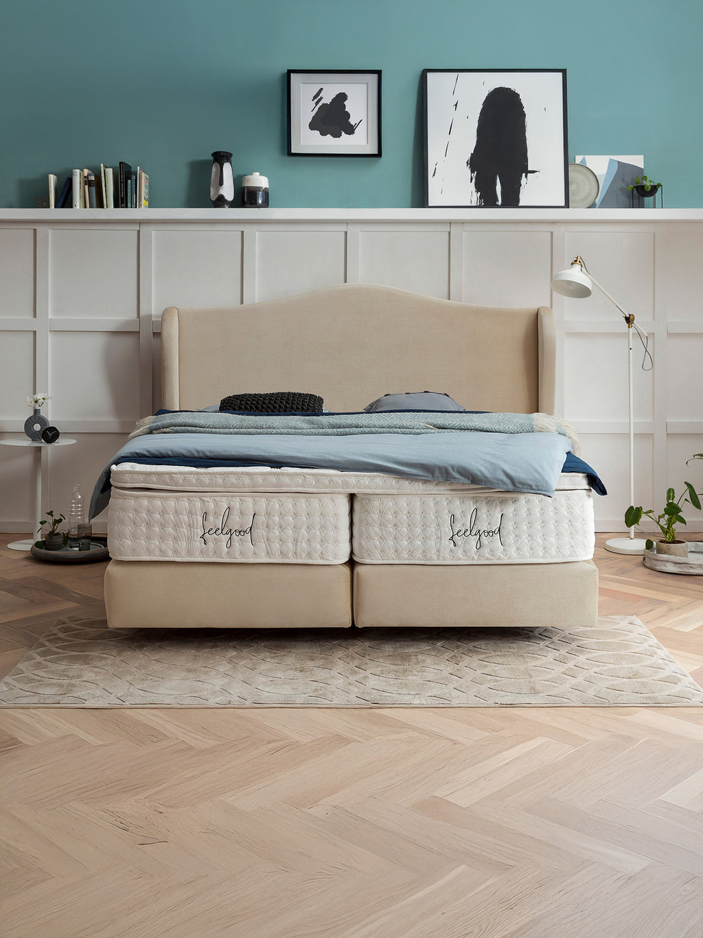 Samt Boxspringbett Beige LISBON