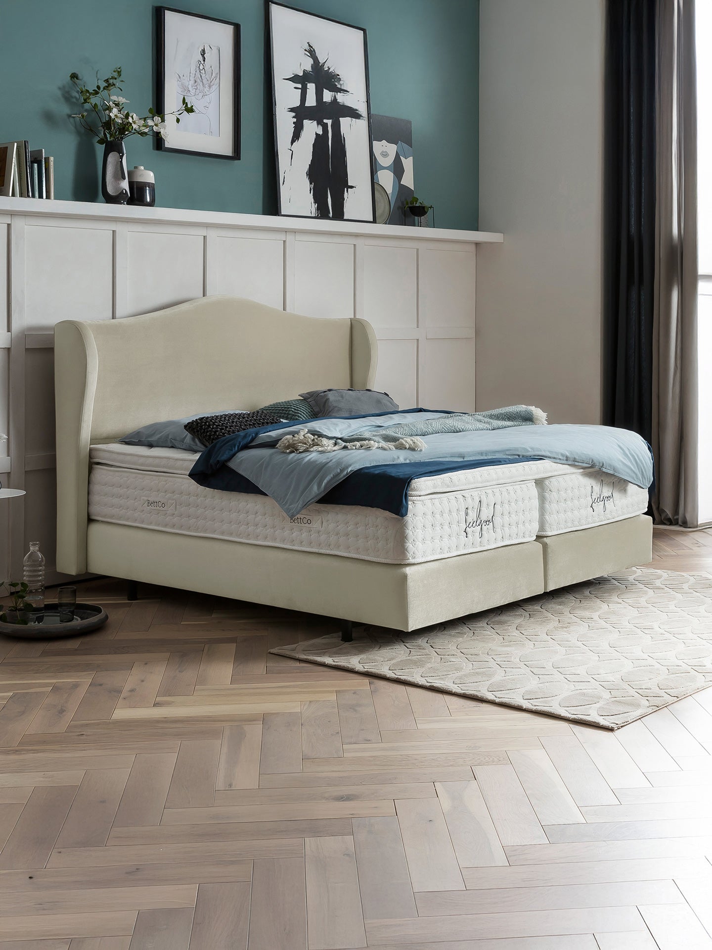 Samt Boxspringbett Creme LISBON