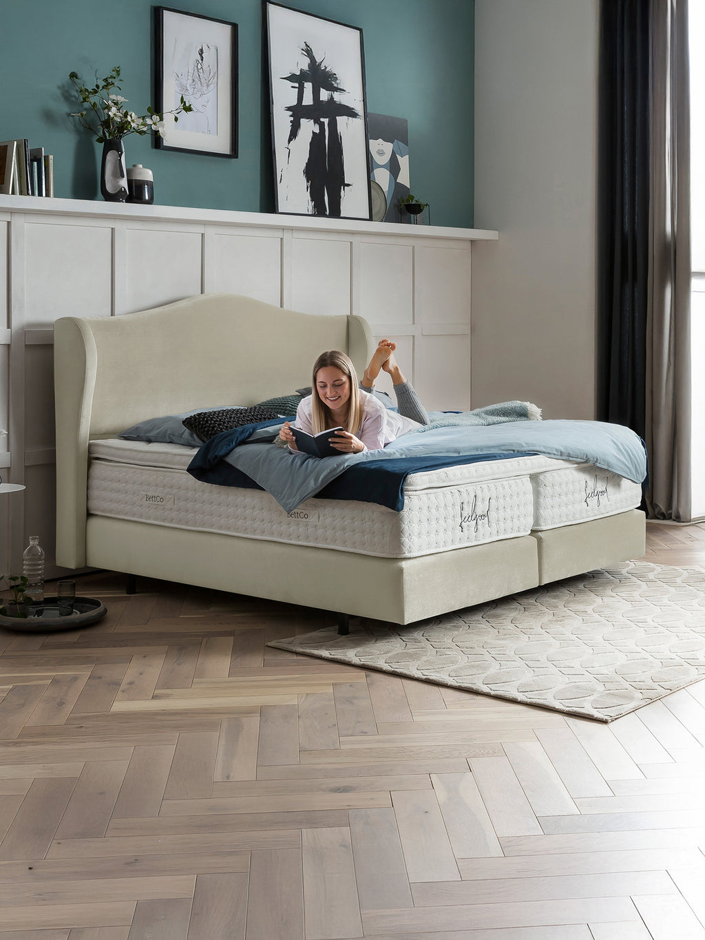 Samt Boxspringbett Creme LISBON