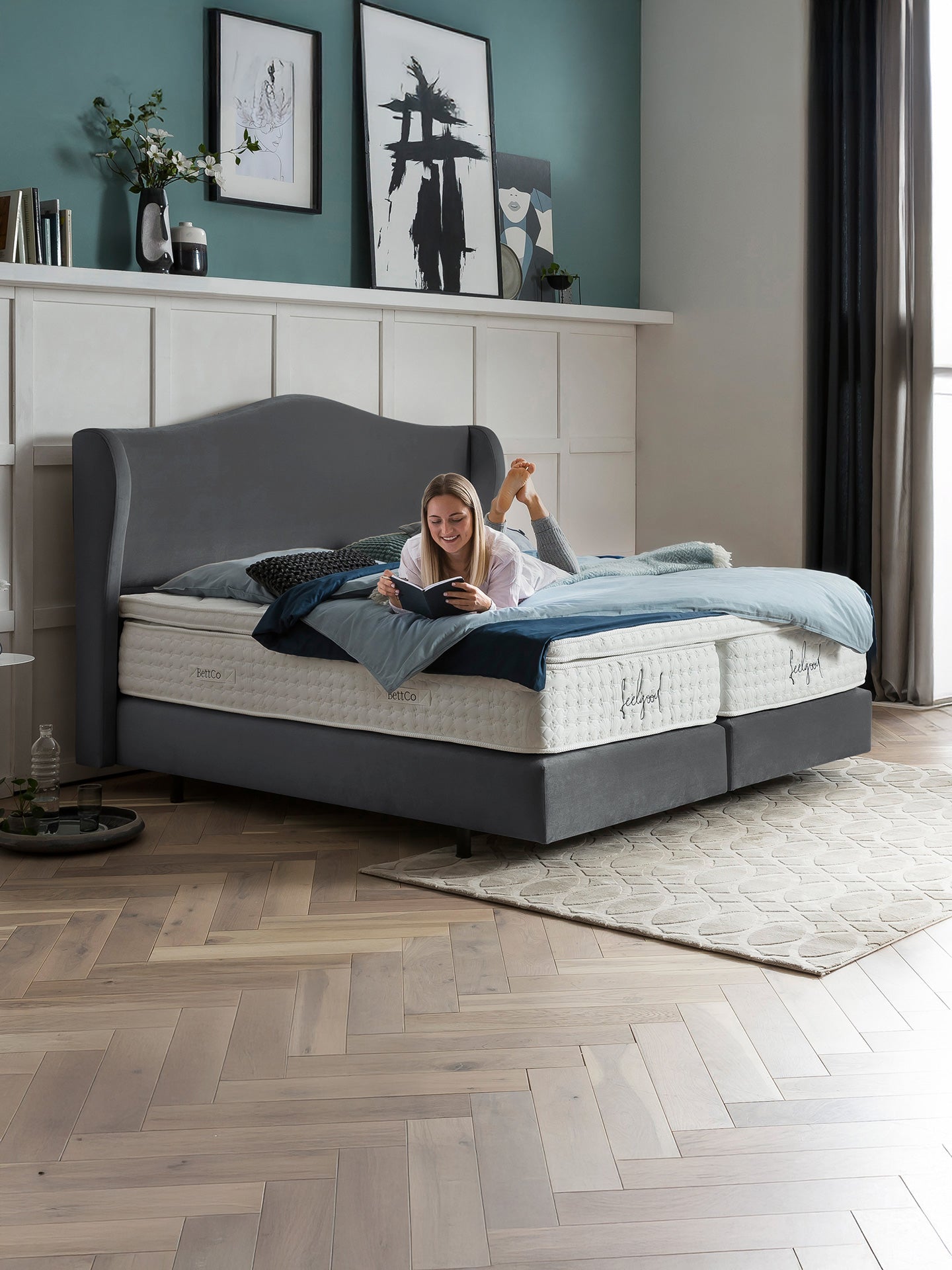 Samt Boxspringbett Dunkelgrau LISBON