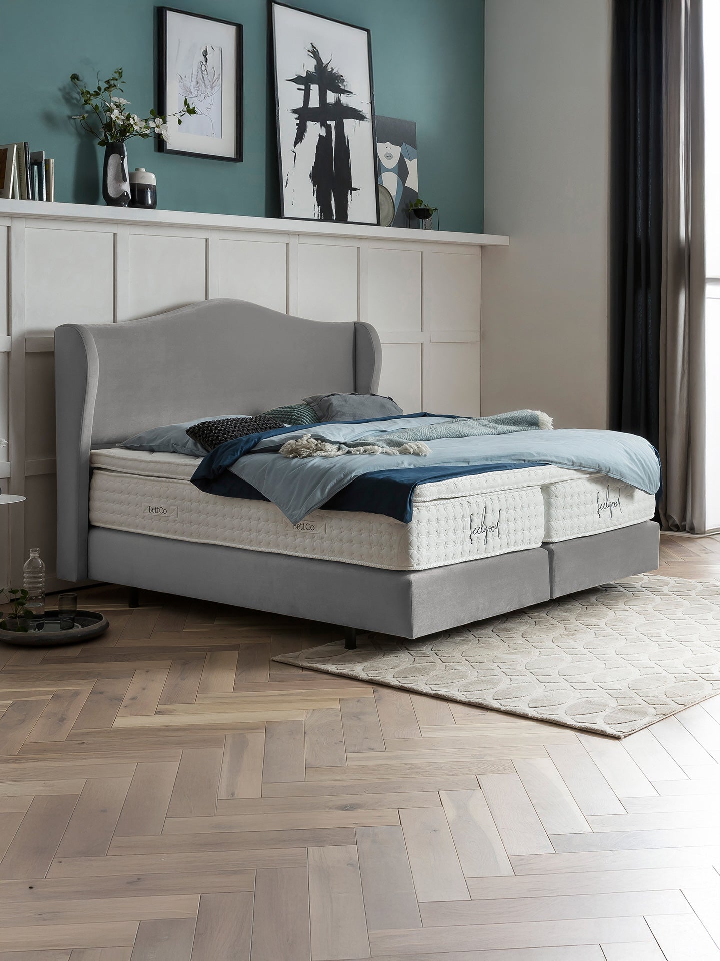 Samt Boxspringbett Grau LISBON