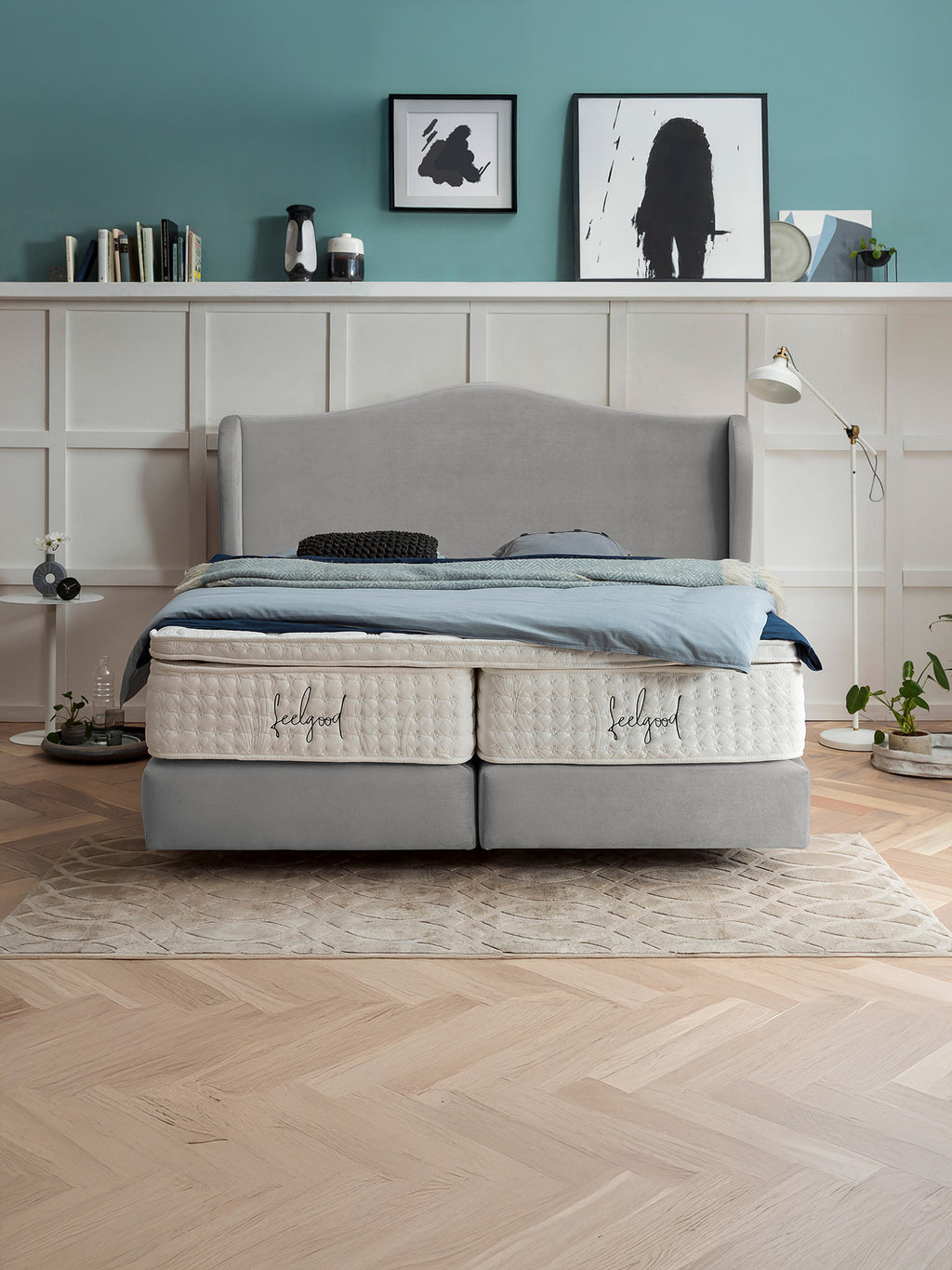 Samt Boxspringbett Grau LISBON