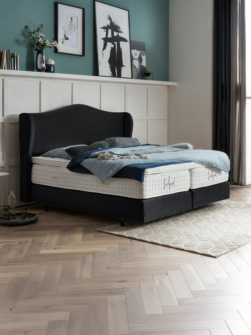 Samt Boxspringbett Schwarz LISBON