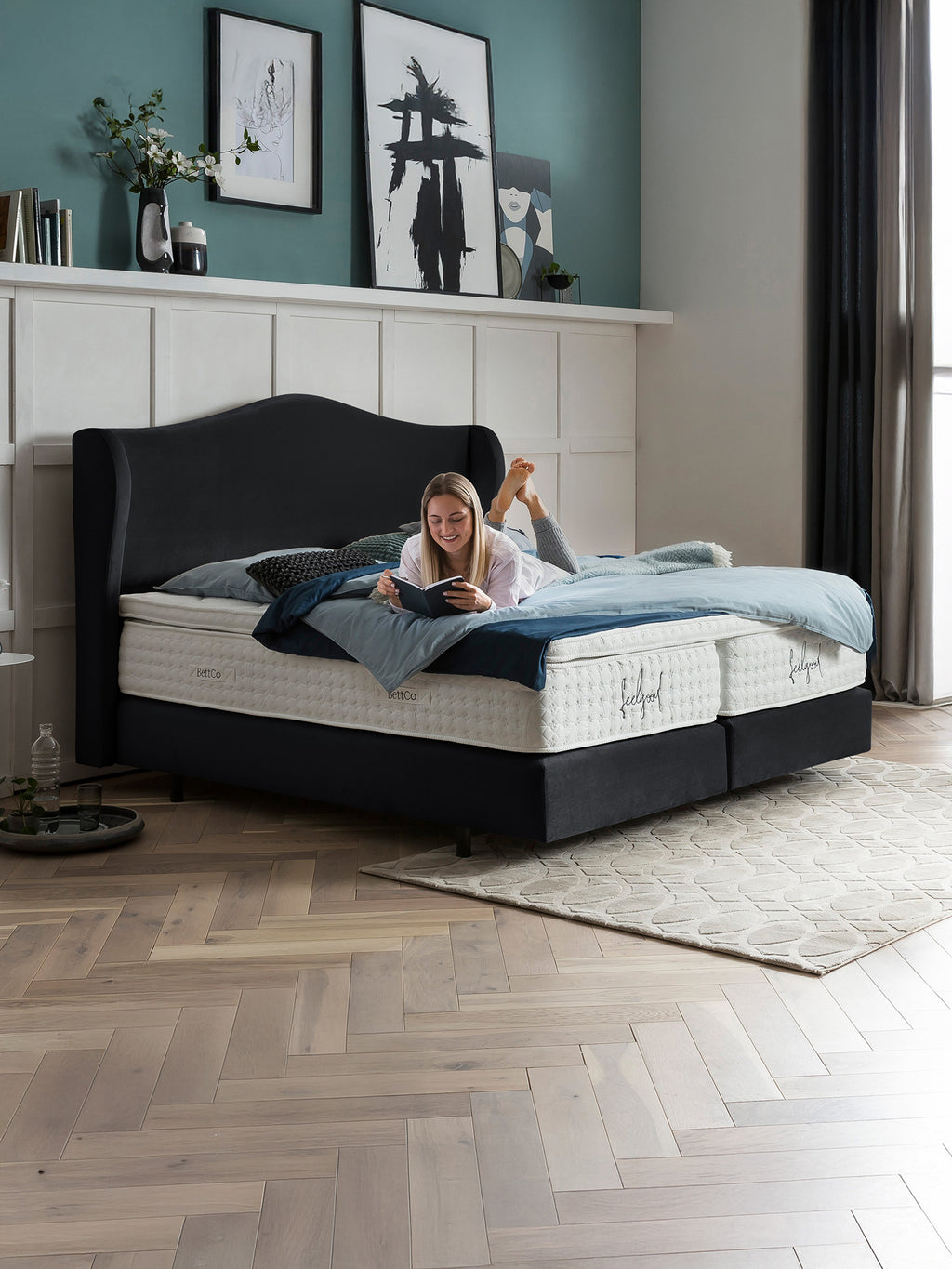 Samt Boxspringbett Schwarz LISBON
