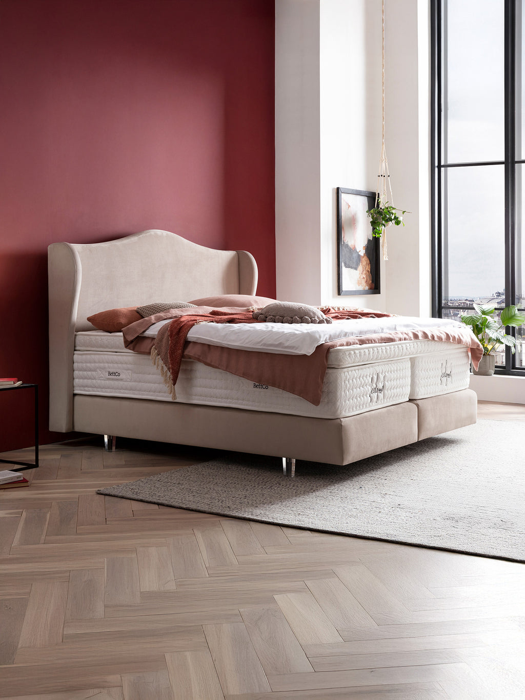 Velours Boxspringbett Creme LISBON