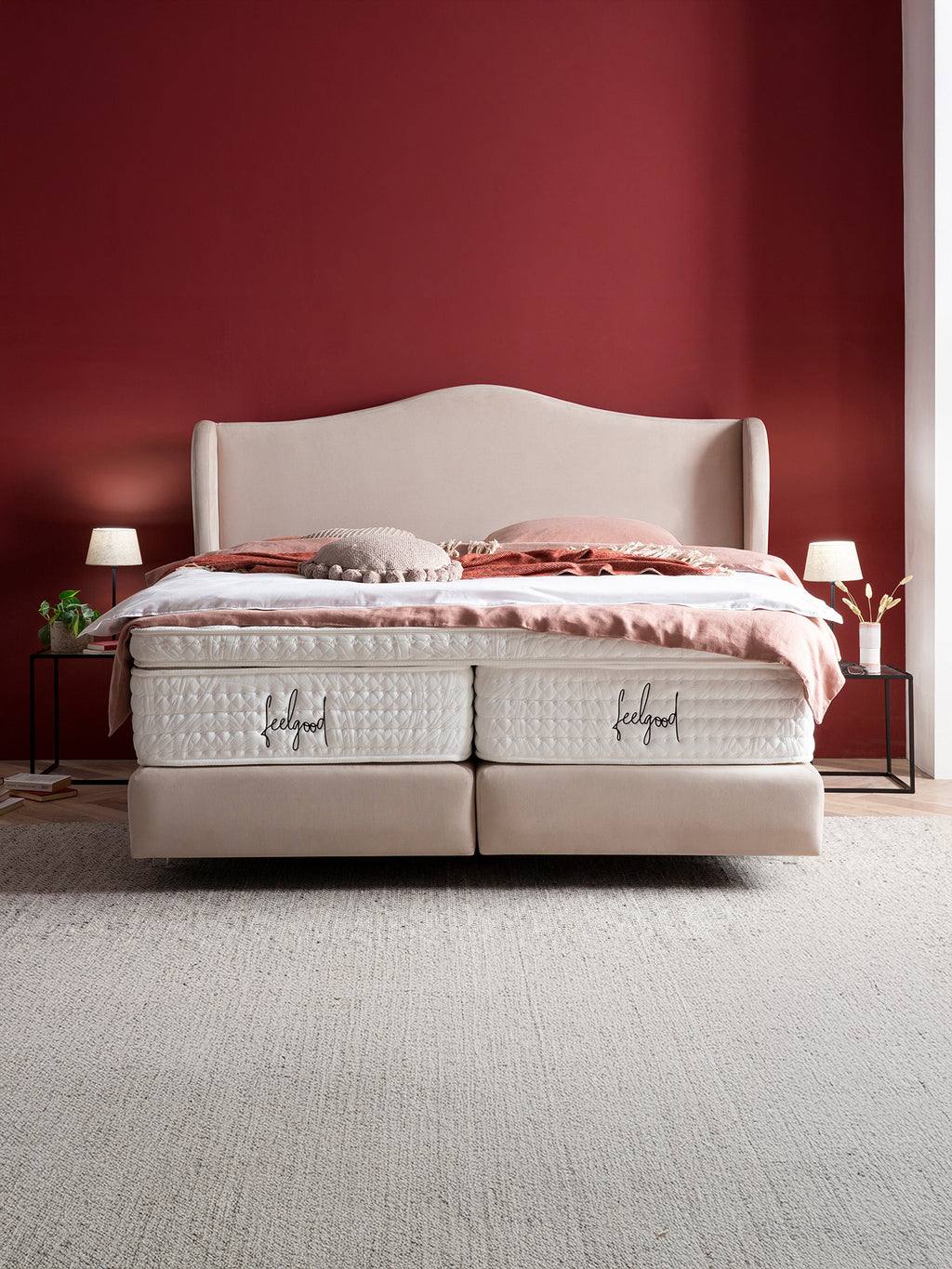 Velours Boxspringbett Creme LISBON