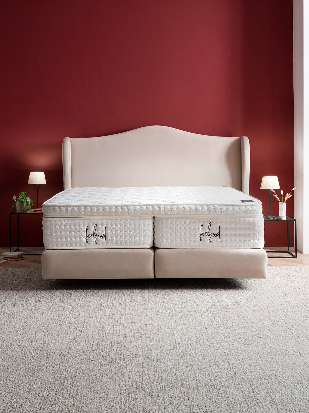 Velours Boxspringbett Creme LISBON