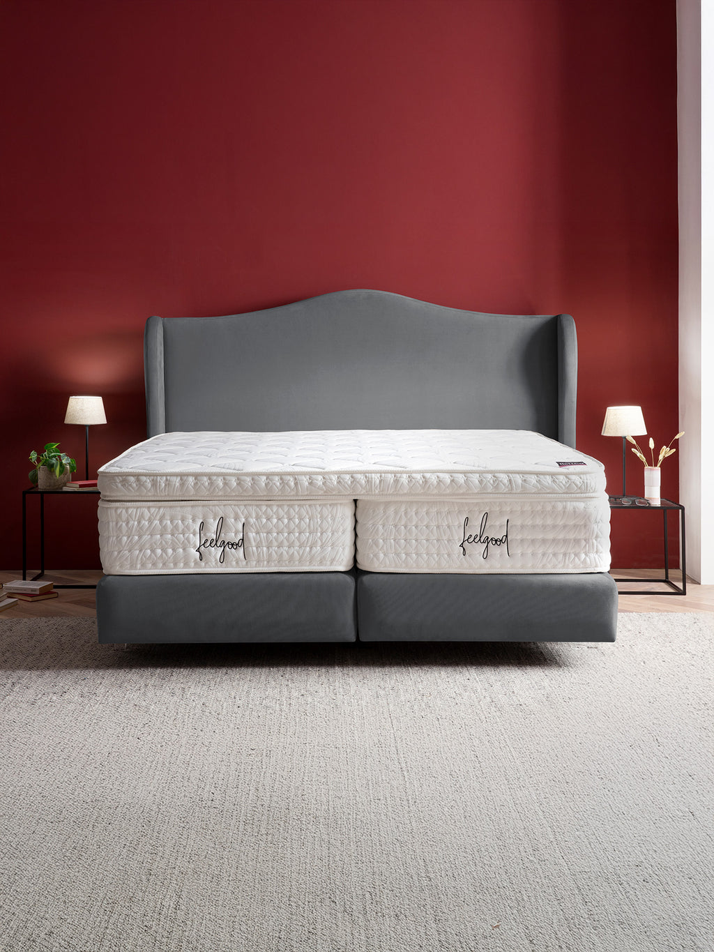 Velours Boxspringbett Dunkelgrau LISBON