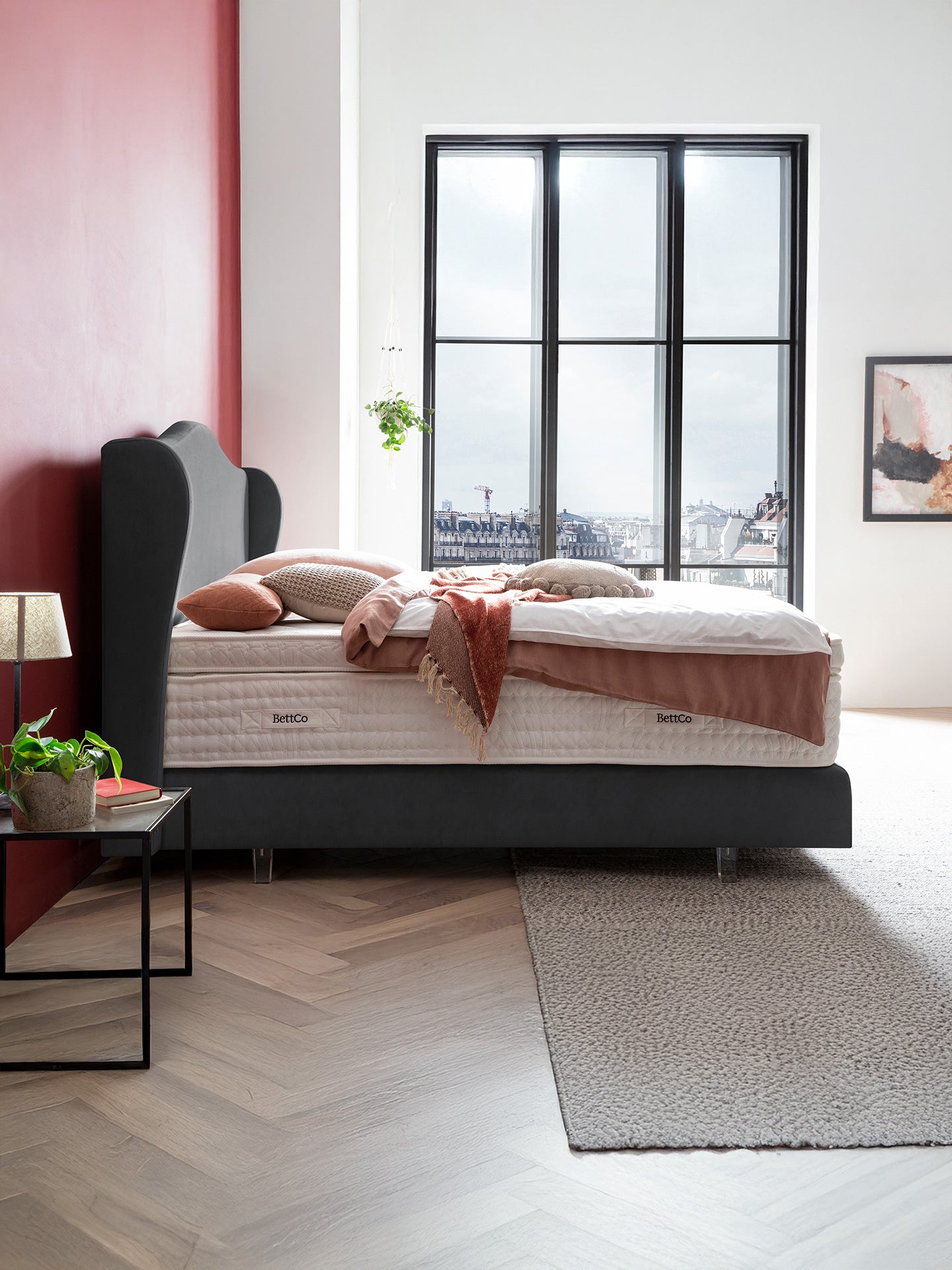 Velours Boxspringbett Dunkelgrau LISBON