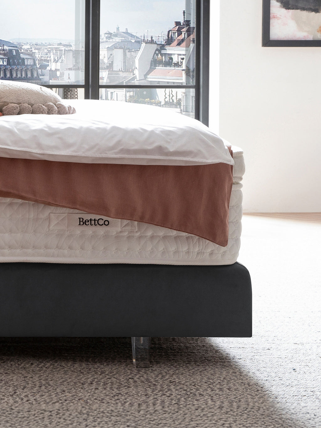 Velours Boxspringbett Dunkelgrau LISBON