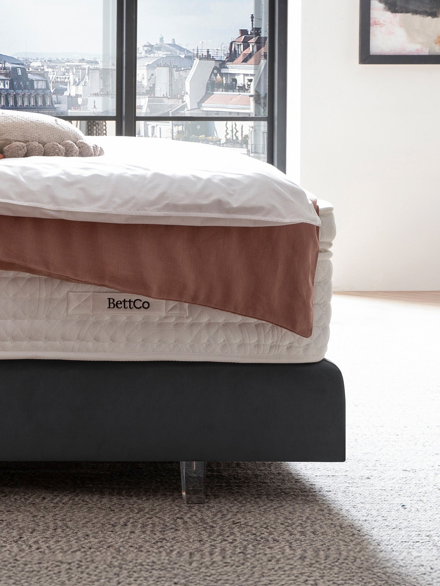 Velours Boxspringbett Dunkelgrau LISBON