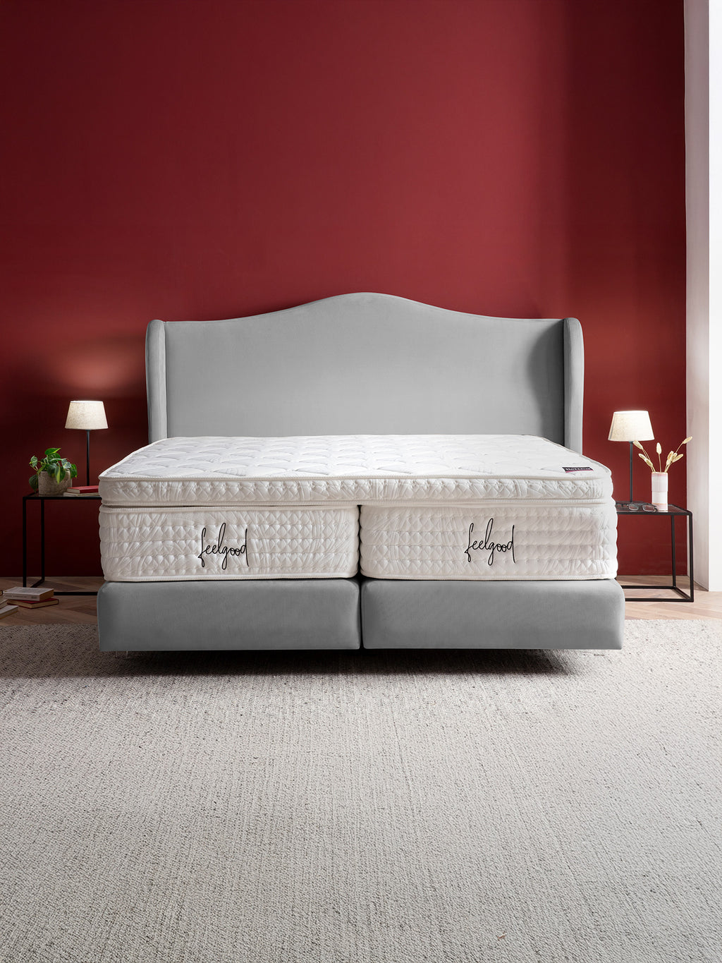 Velours Boxspringbett Grau LISBON