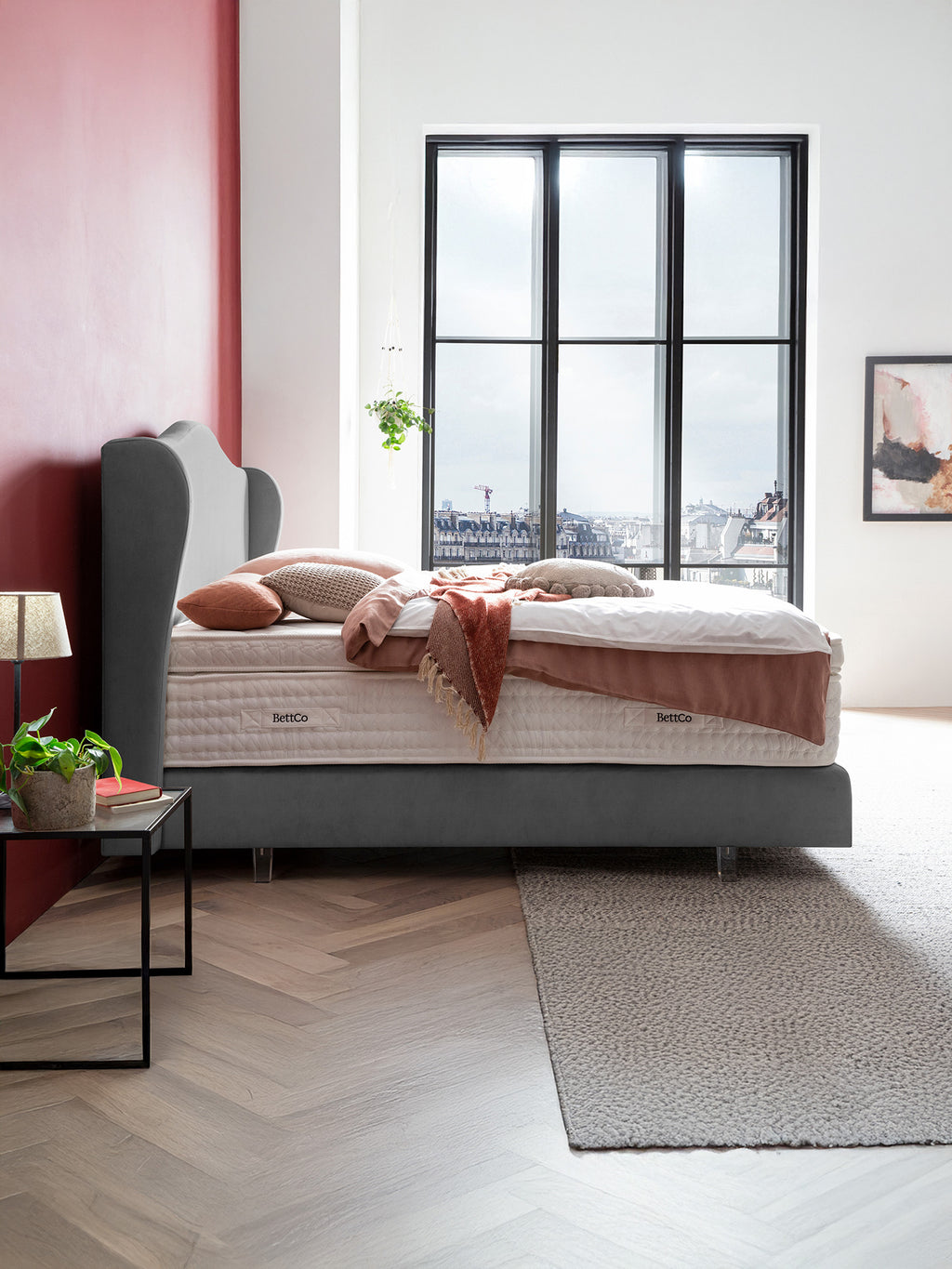 Velours Boxspringbett Grau LISBON