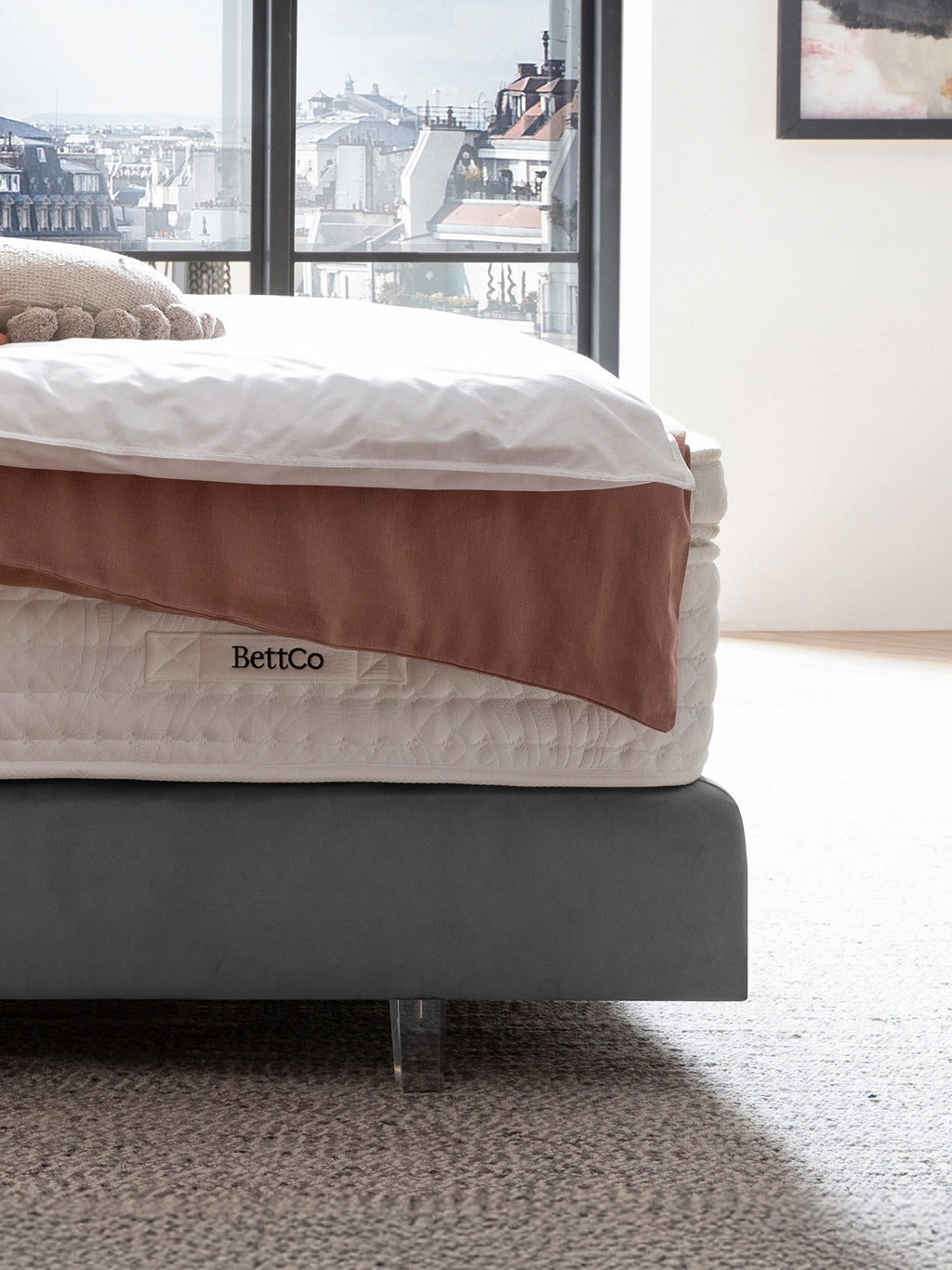Velours Boxspringbett Grau LISBON