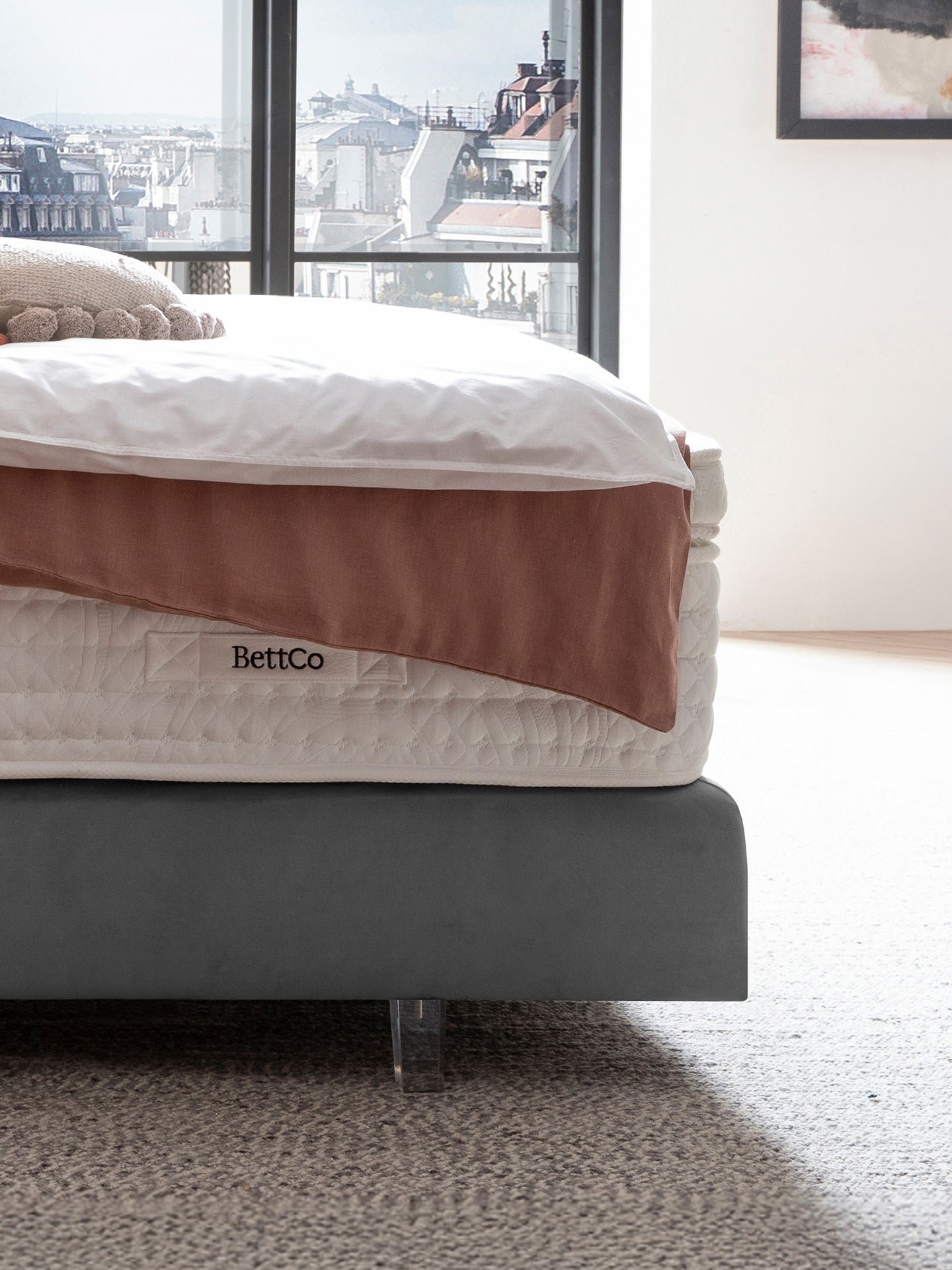 Velours Boxspringbett Grau LISBON