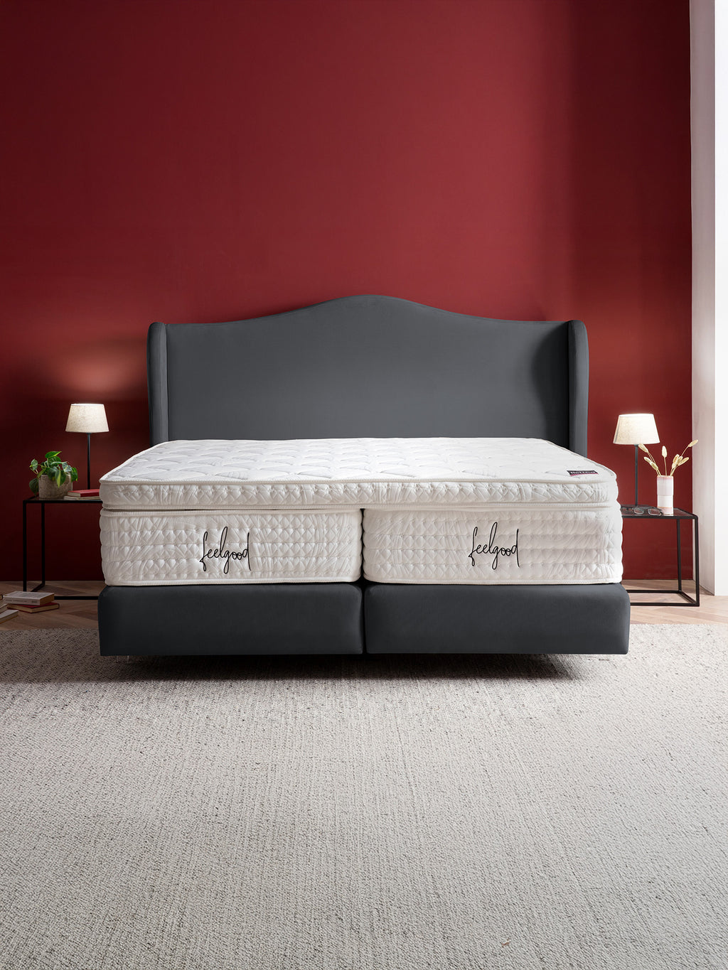 Velours Boxspringbett Schwarz LISBON