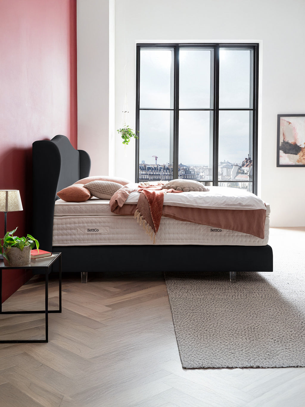 Velours Boxspringbett Schwarz LISBON