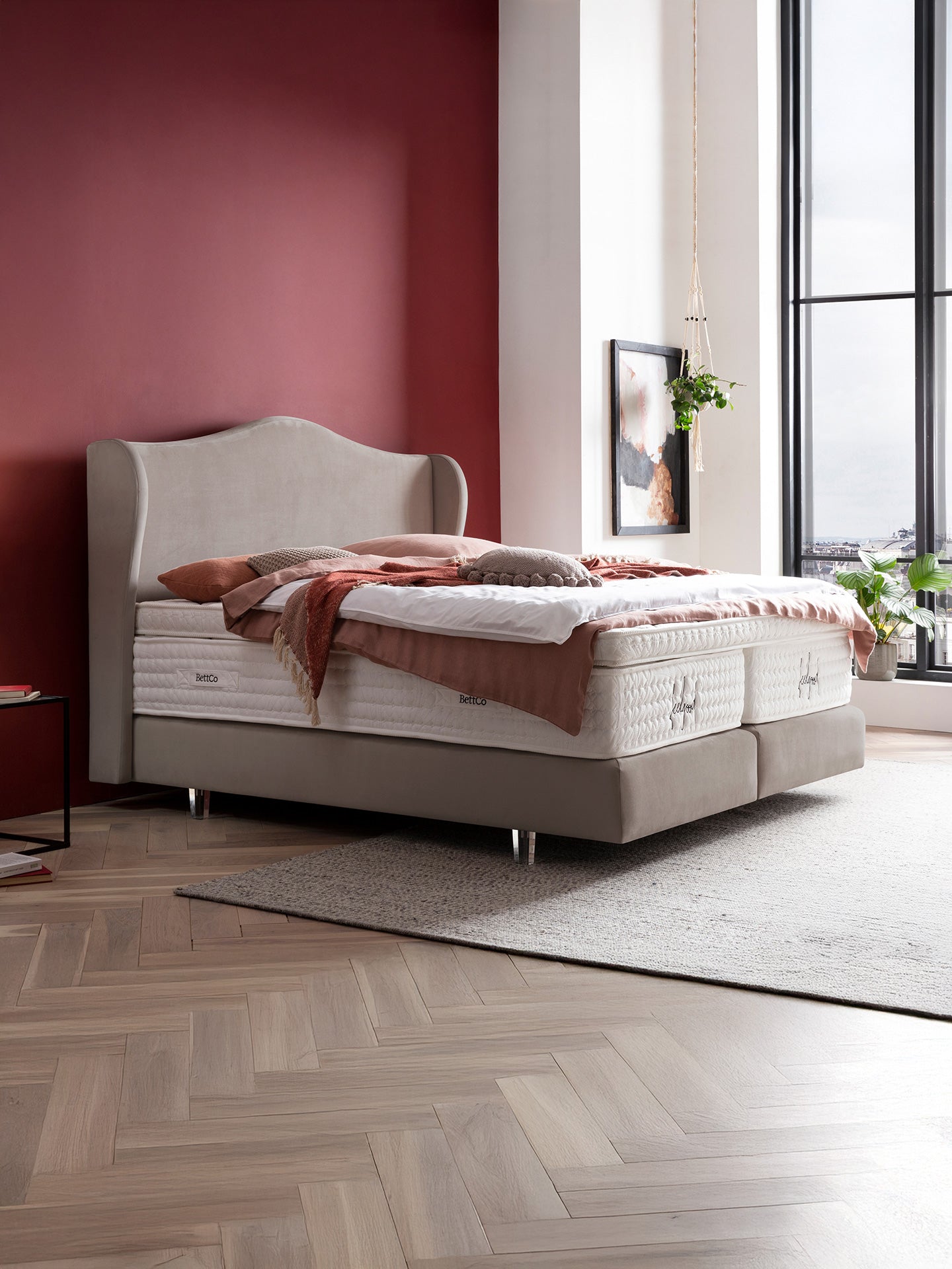 Velours Boxspringbett Taupe LISBON