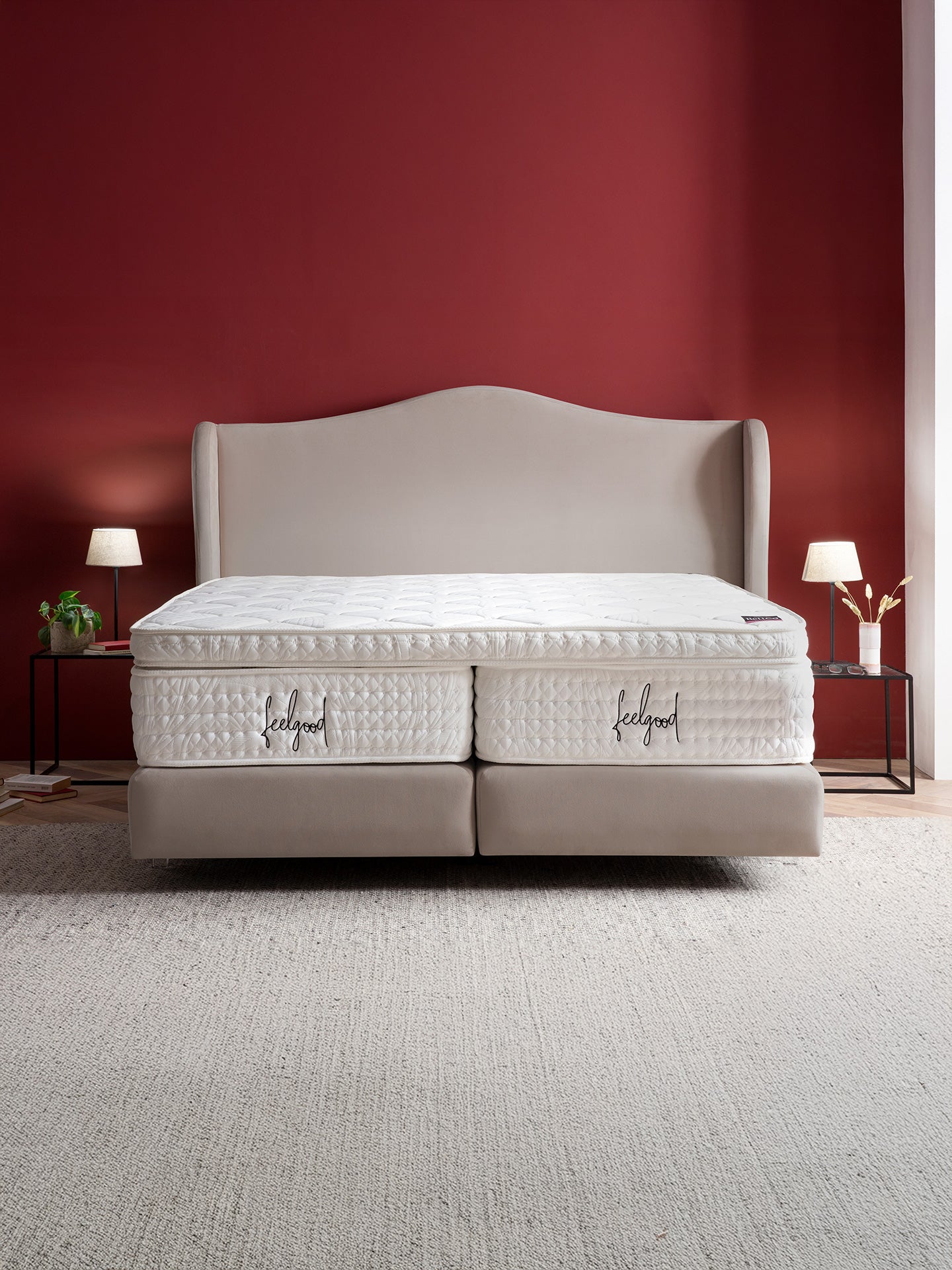 Velours Boxspringbett Taupe LISBON