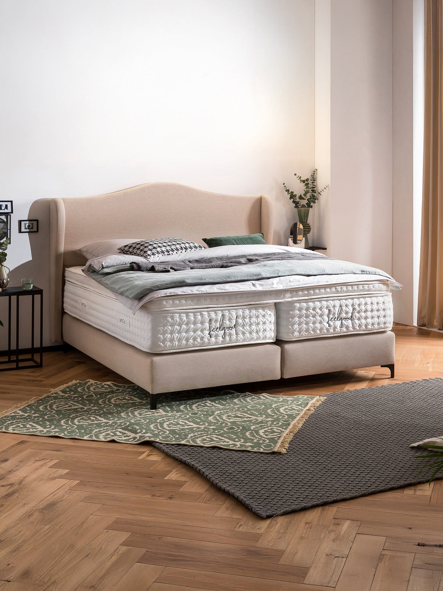 Webstoff Boxspringbett Beige LISBON