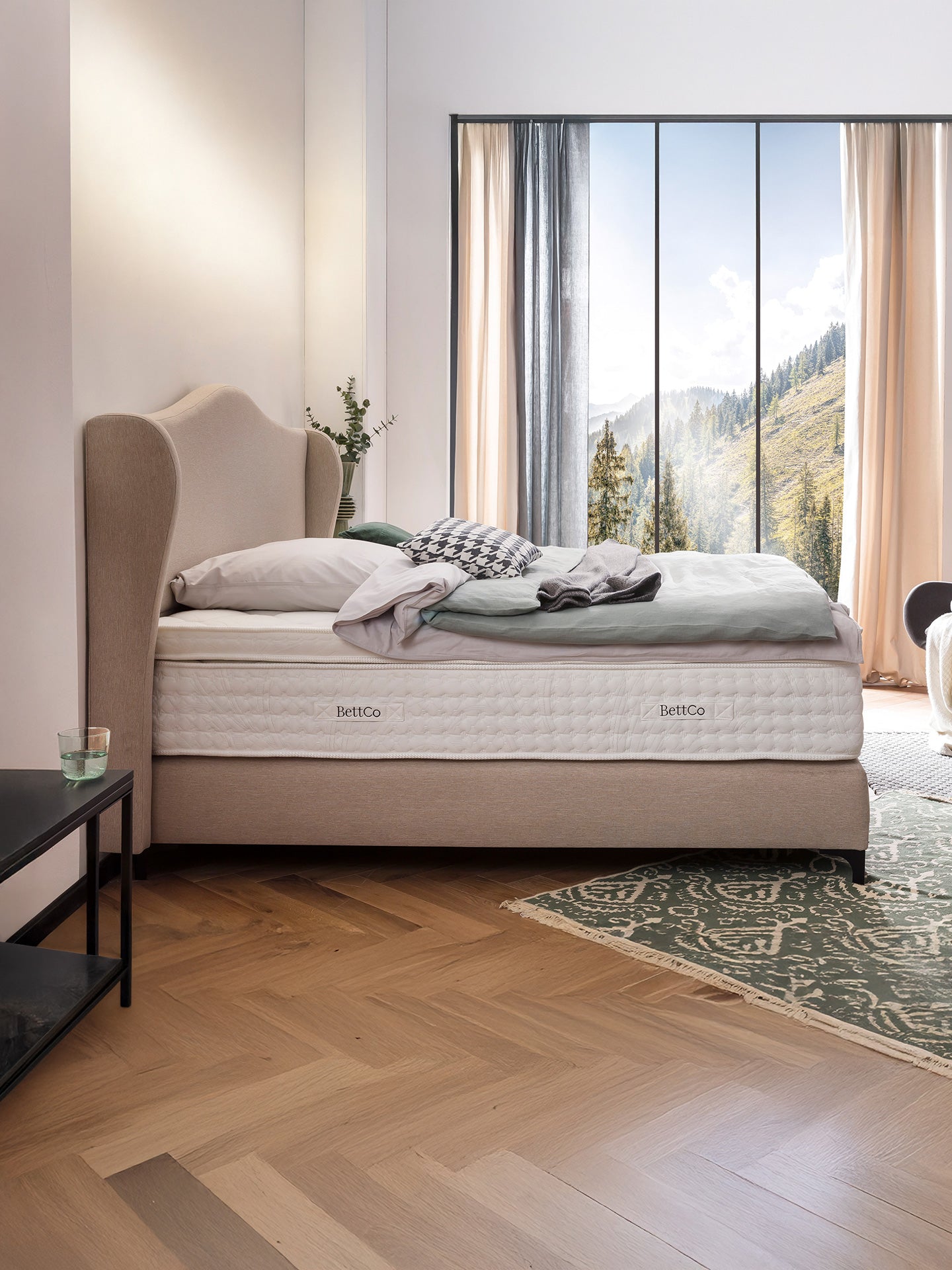 Webstoff Boxspringbett Beige LISBON