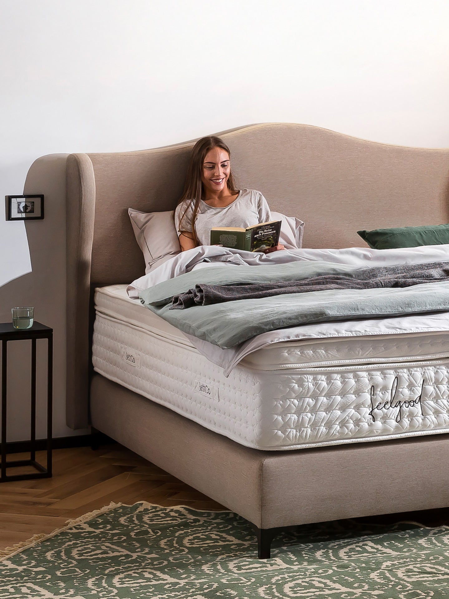 Webstoff Boxspringbett Nougat LISBON