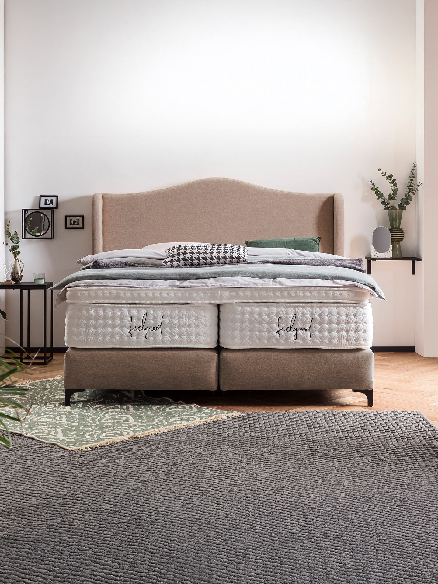 Webstoff Boxspringbett Nougat LISBON