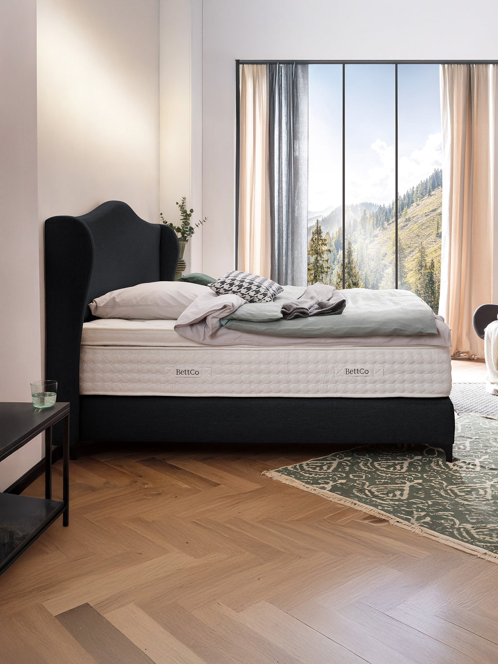 Webstoff Boxspringbett Schwarz LISBON