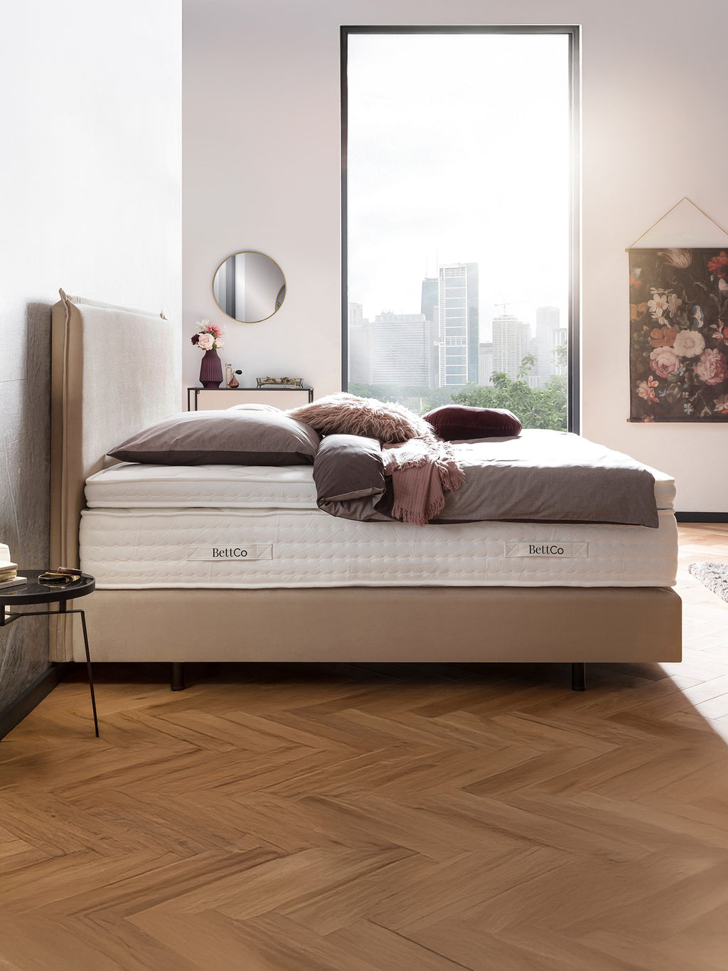 Samt Boxspringbett Beige LONDON