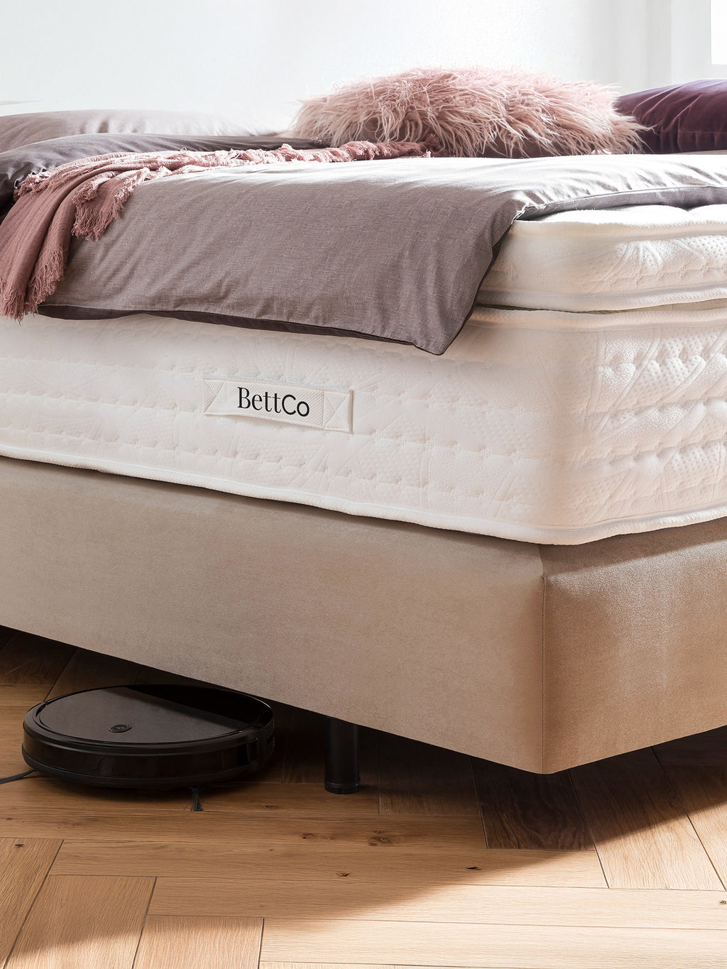 Samt Boxspringbett Beige LONDON