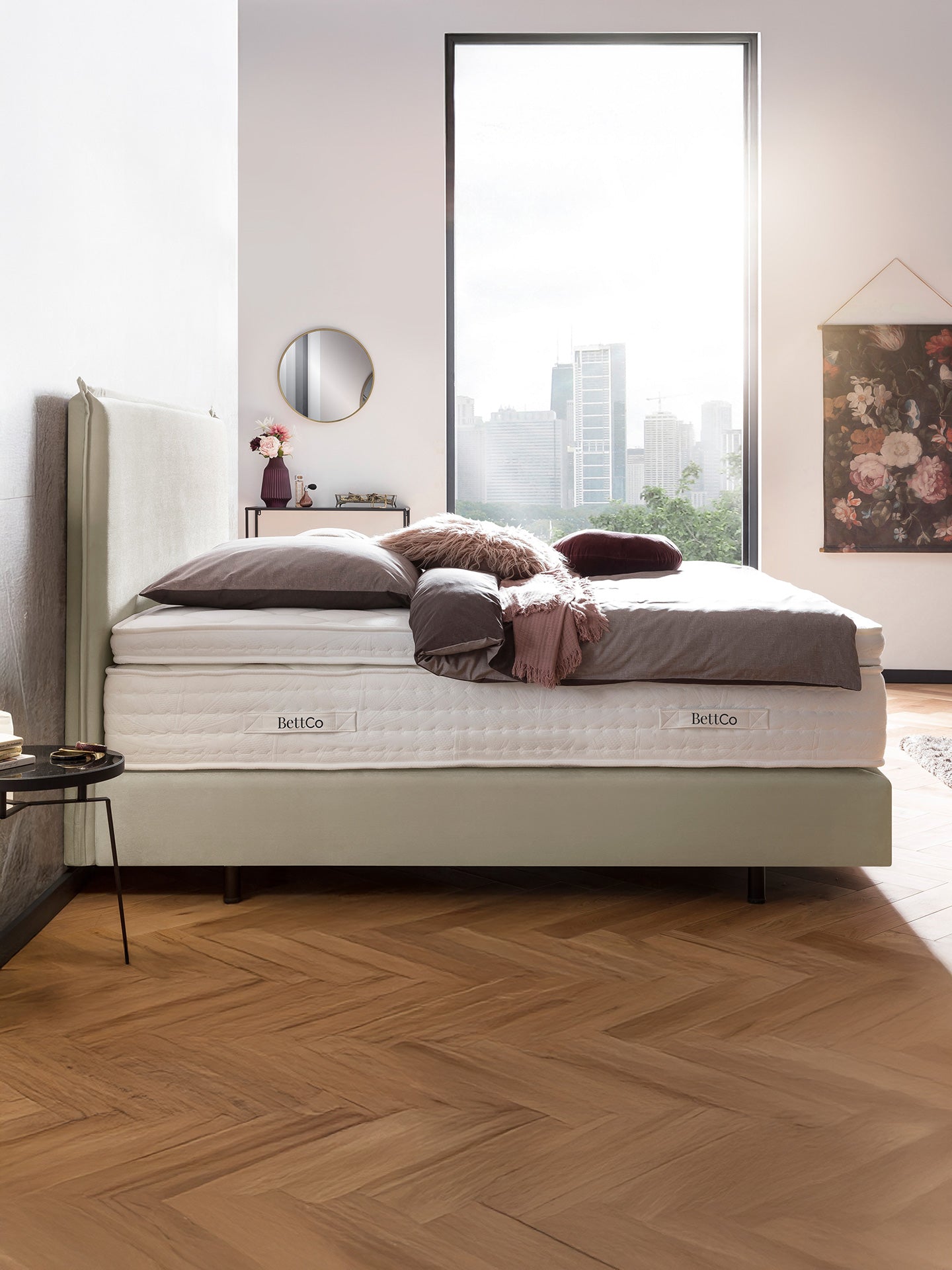 Samt Boxspringbett Creme LONDON