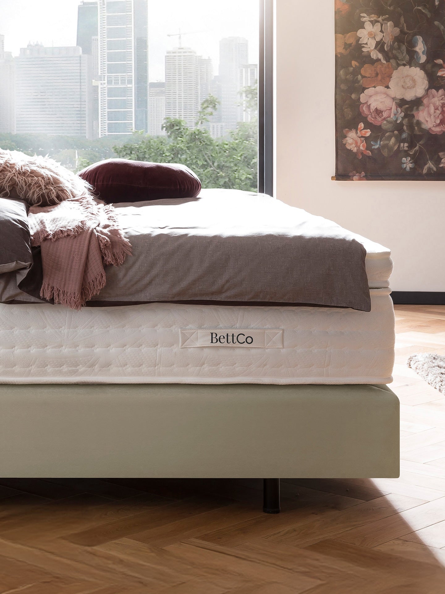 Samt Boxspringbett Creme LONDON