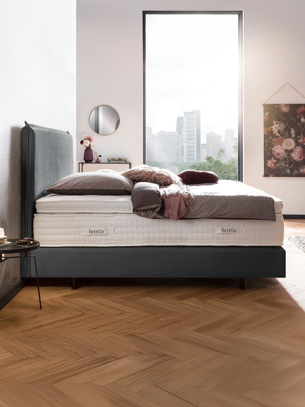 Samt Boxspringbett Dunkelgrau LONDON