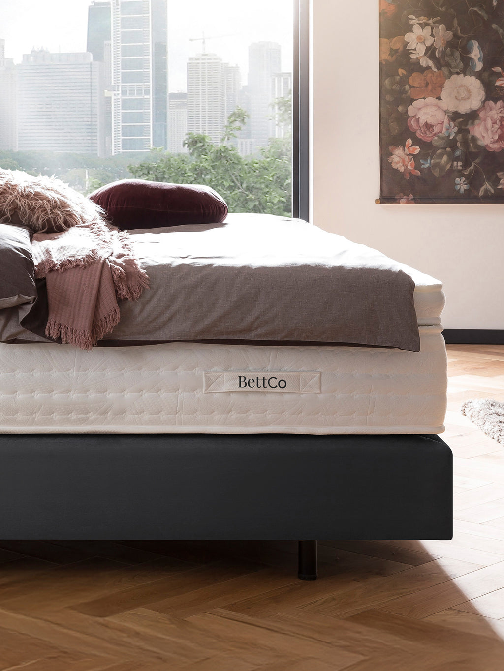 Samt Boxspringbett Dunkelgrau LONDON