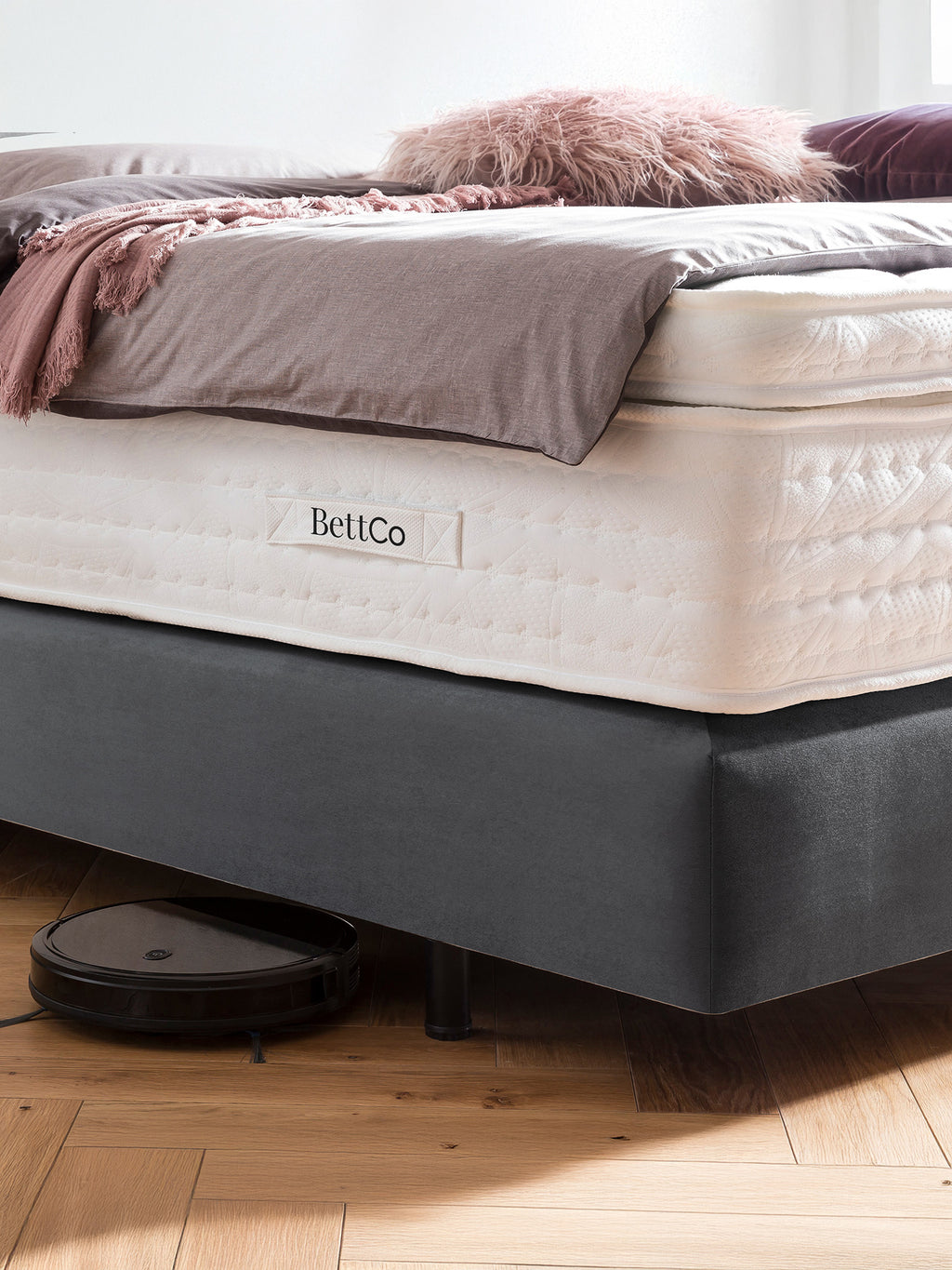 Samt Boxspringbett Dunkelgrau LONDON