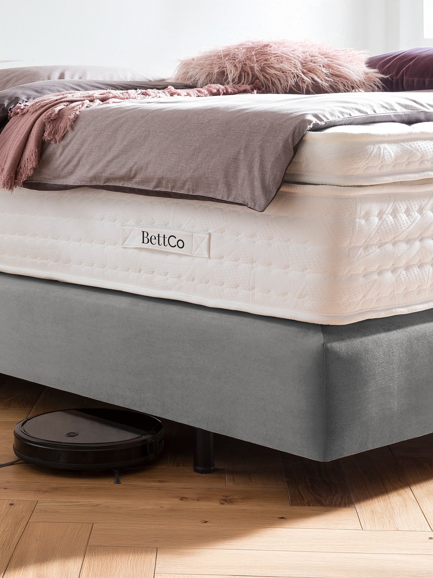 Samt Boxspringbett Grau LONDON