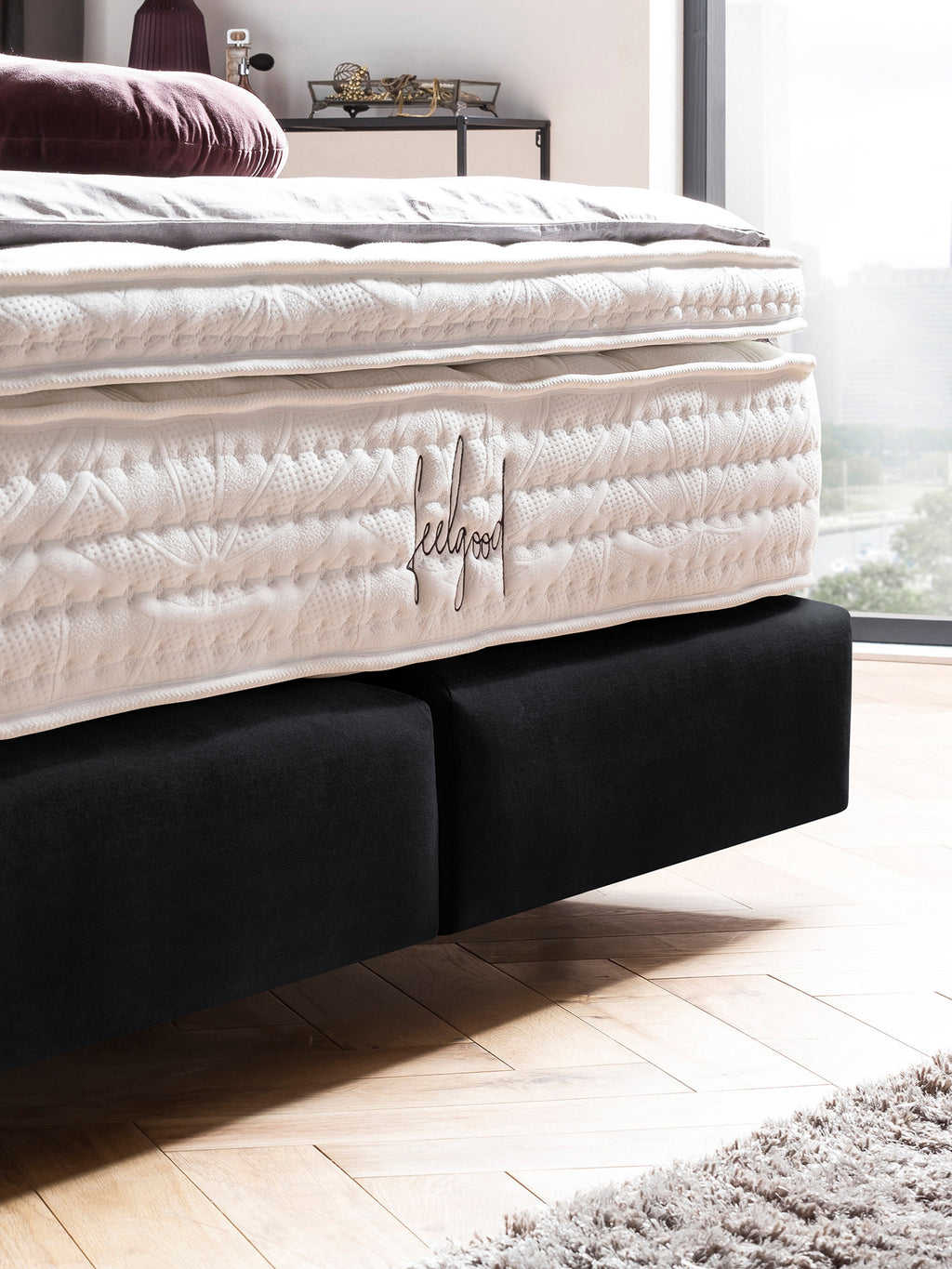 Samt Boxspringbett Schwarz LONDON