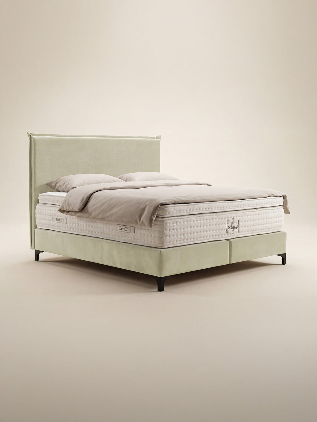 Velours Boxspringbett Creme LONDON