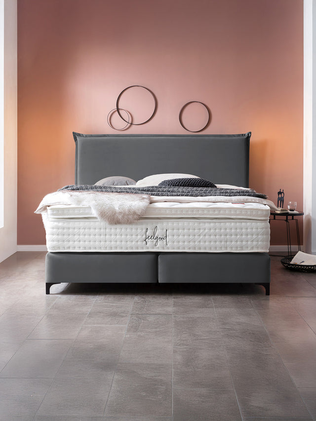 Velours Boxspringbett Dunkelgrau LONDON