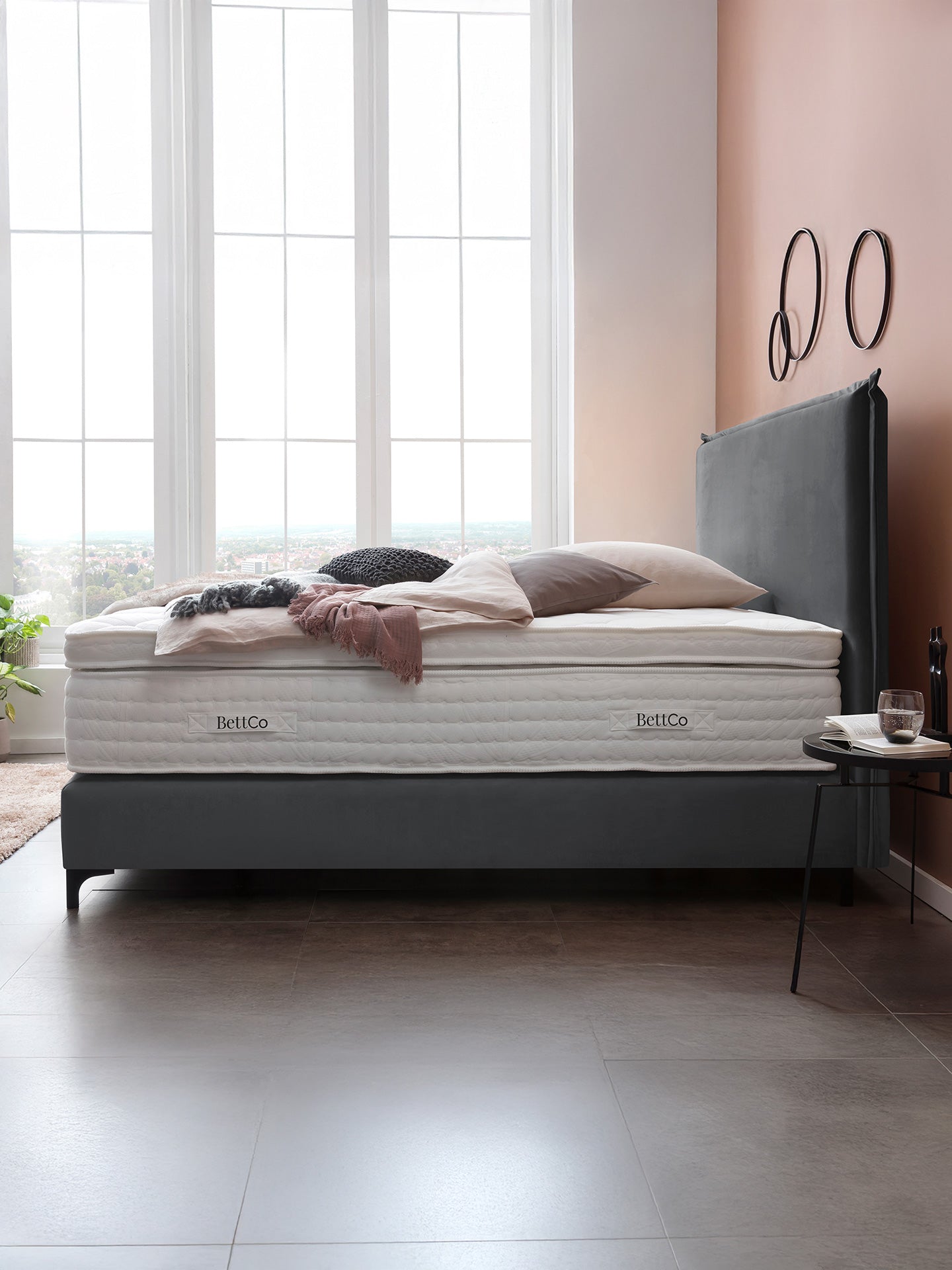 Velours Boxspringbett Dunkelgrau LONDON