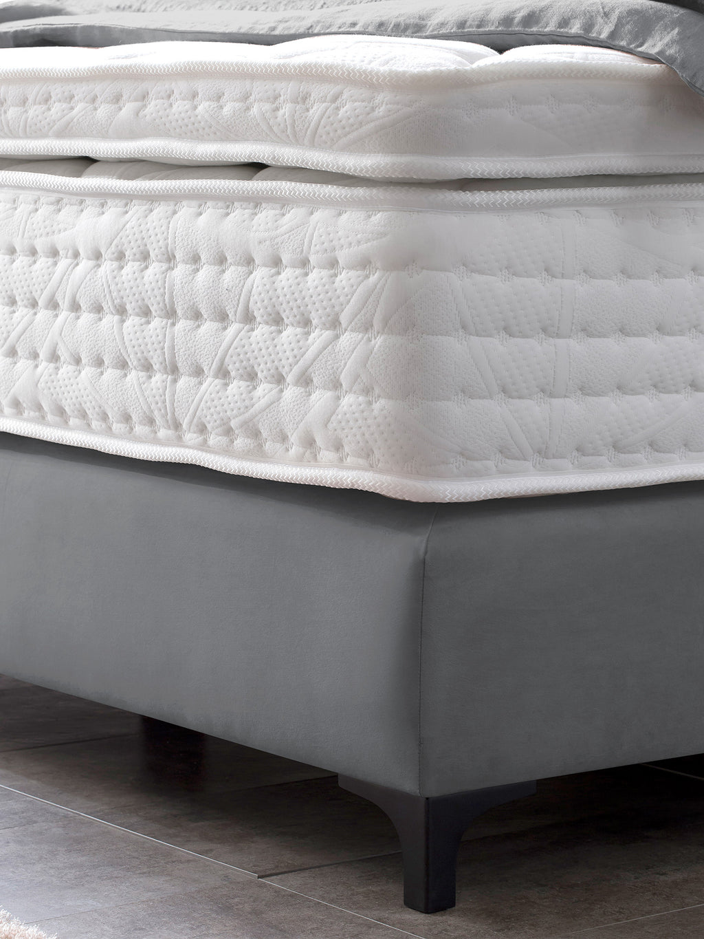 Velours Boxspringbett Dunkelgrau LONDON