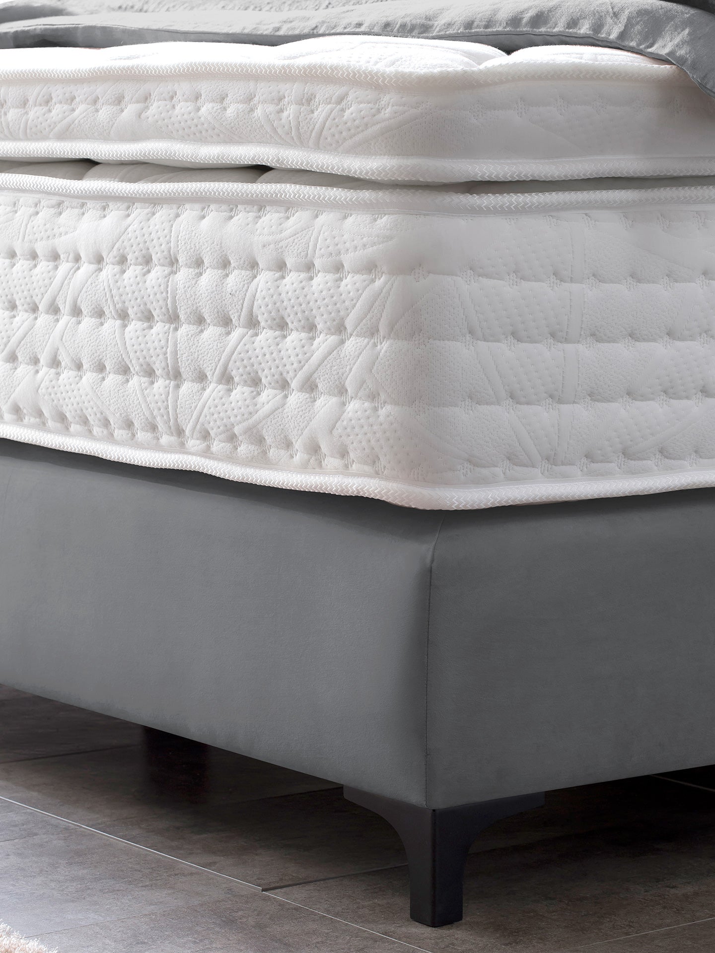 Velours Boxspringbett Dunkelgrau LONDON